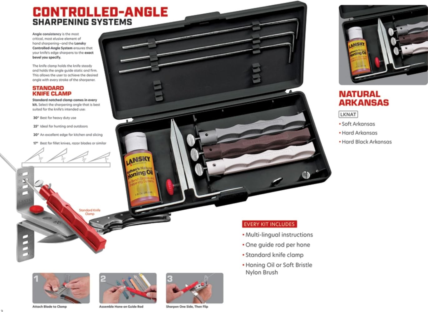 Lansky Natural Arkansas Sharpening System with Natural Arkansas Coase, Medium and Fine Hones - Image 3